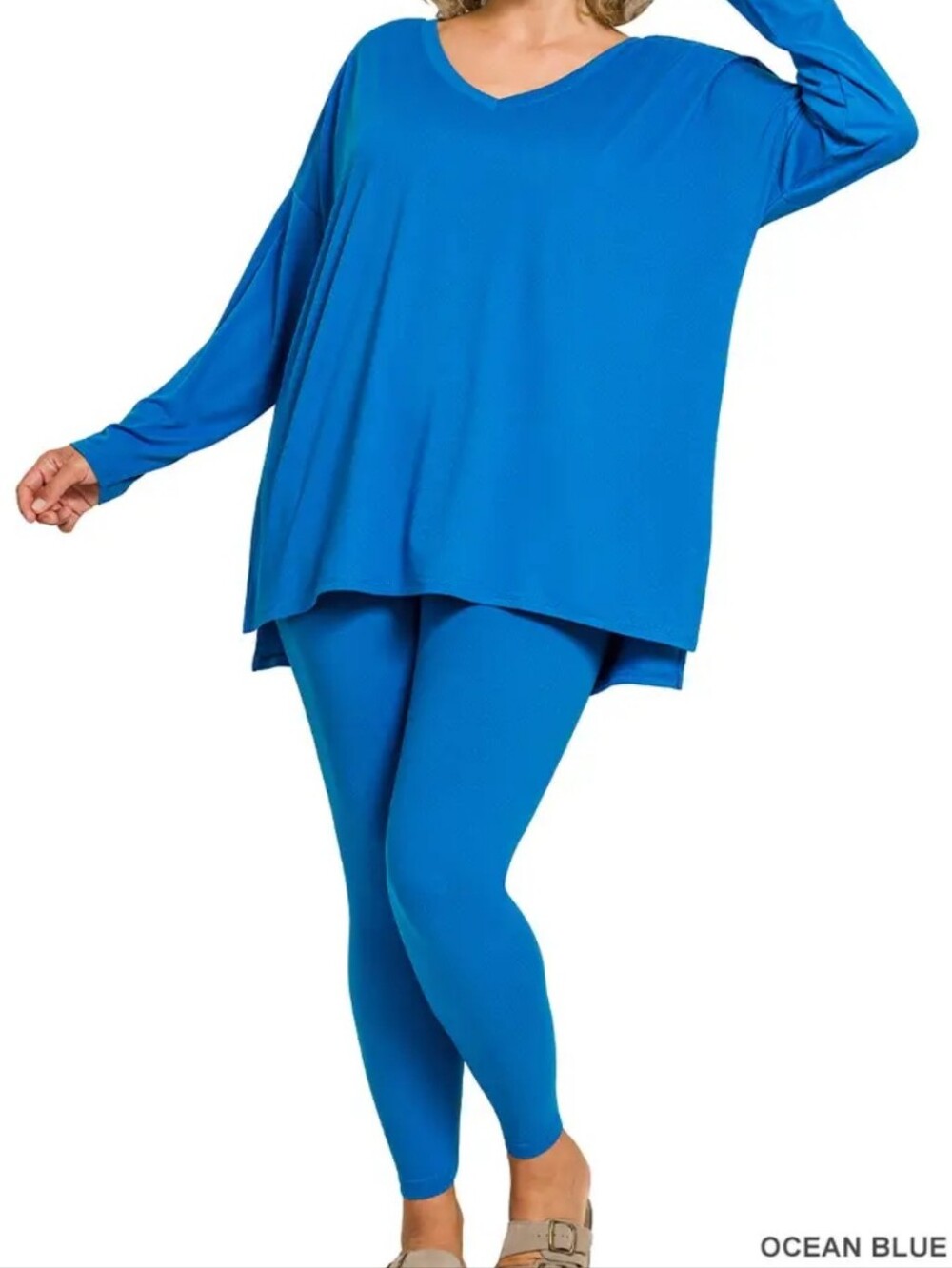 NEW! Plus Size ZENANA Ocean Blue Brushed MicrofiberLong Sleeve